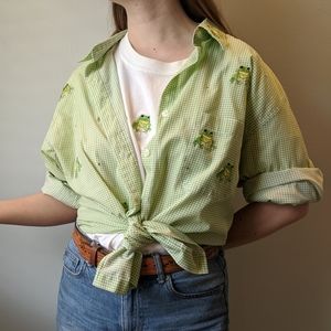 OOAK frog t-shirt button-up set